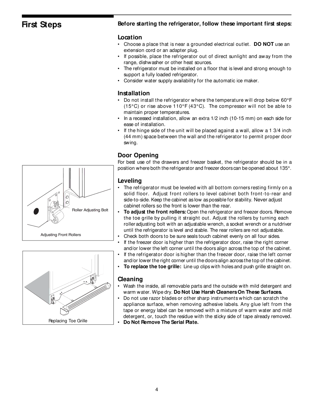 White-Westinghouse 218954301 manual First Steps 