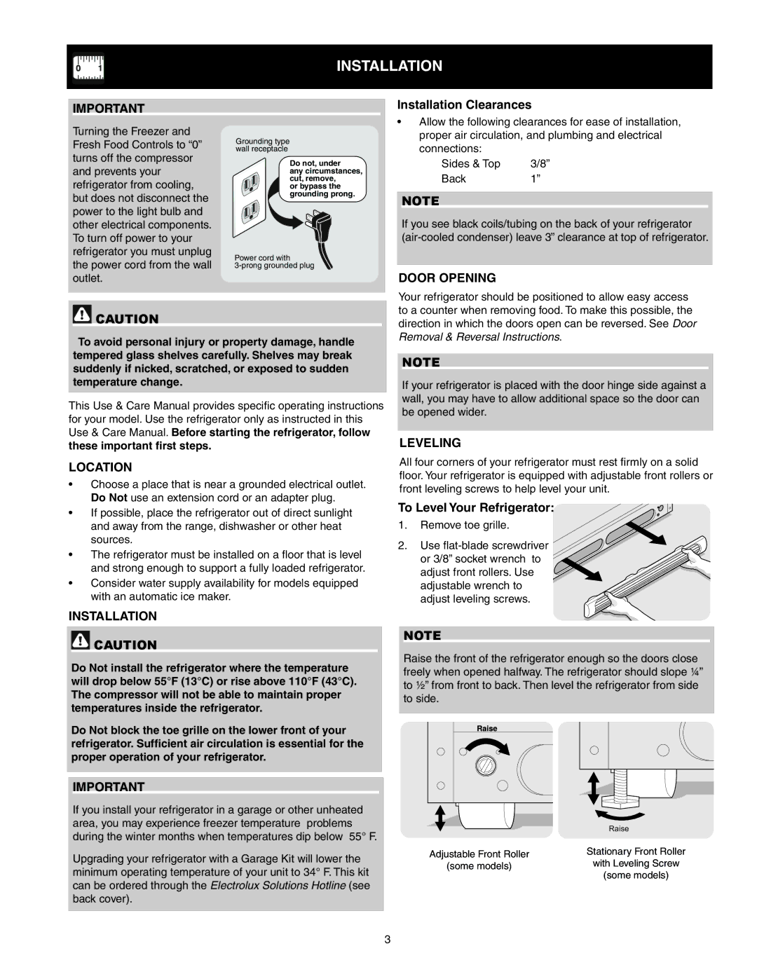 White-Westinghouse 241997501 important safety instructions Installation 