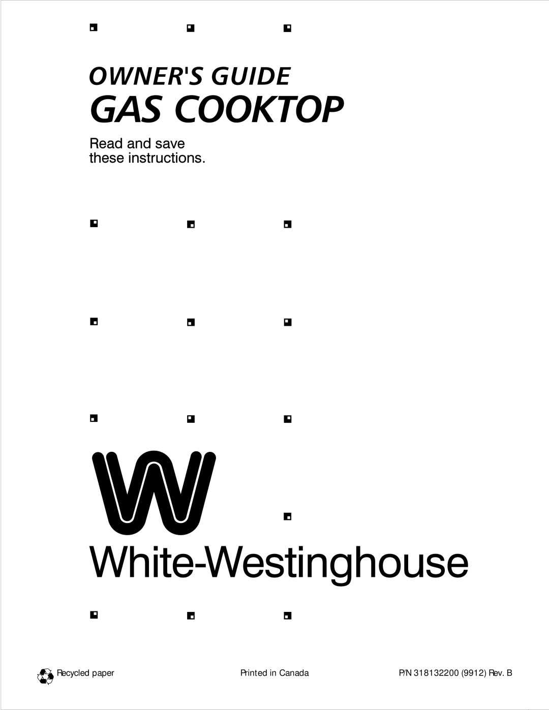 White-Westinghouse 318132200 manual Recycled paper 