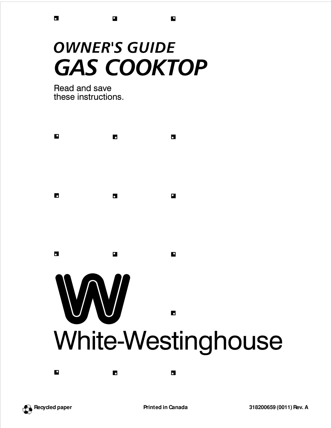 White-Westinghouse 318200659 manual Recycled paper 