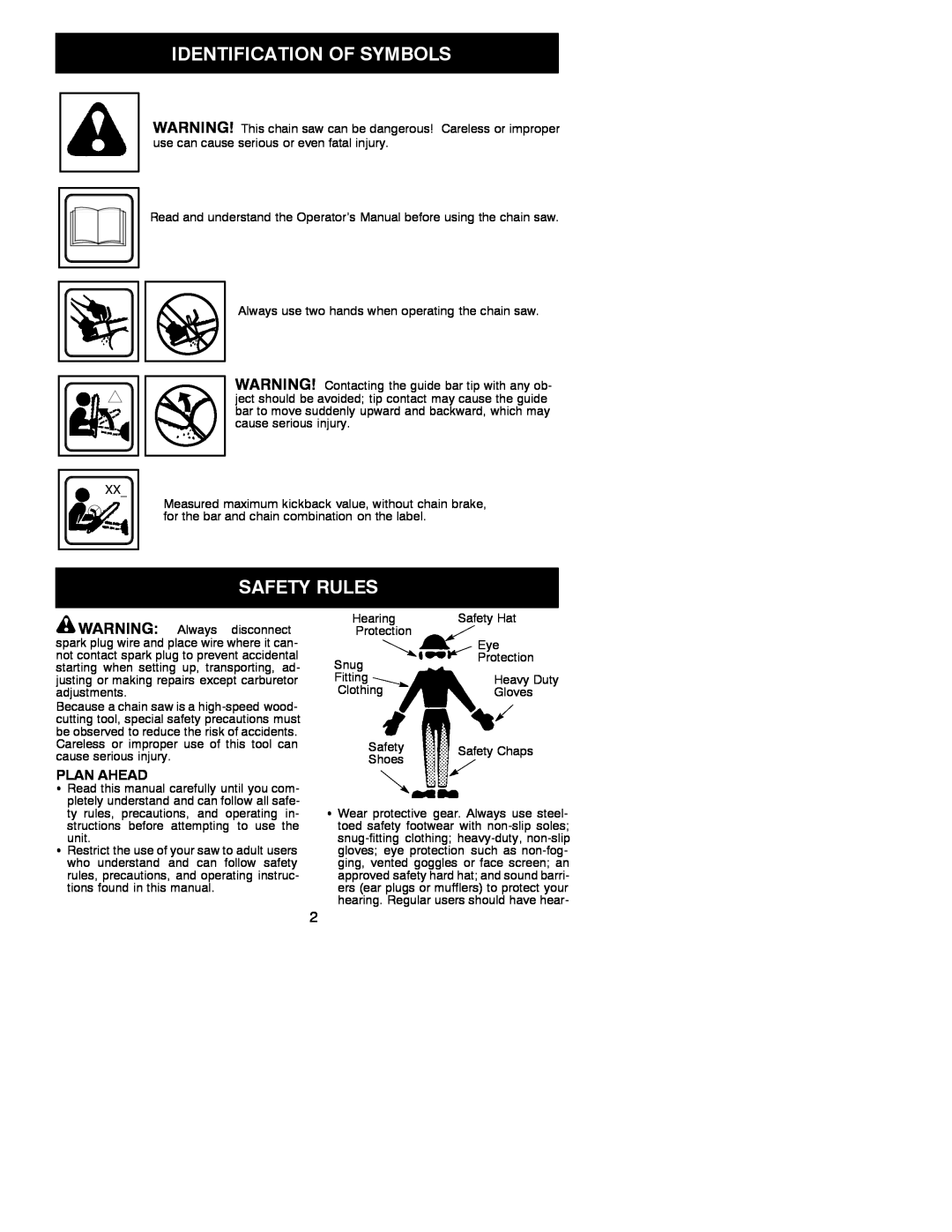 White-Westinghouse 330 manual Plan Ahead, Always use two hands when operating the chain saw, Safety Hat, Safety Chaps 
