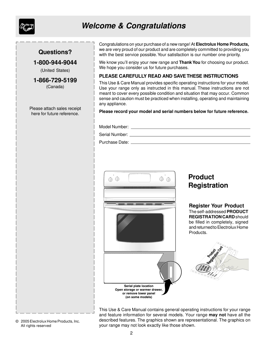 White-Westinghouse ES200/300 manual Welcome & Congratulations, Register Your Product 