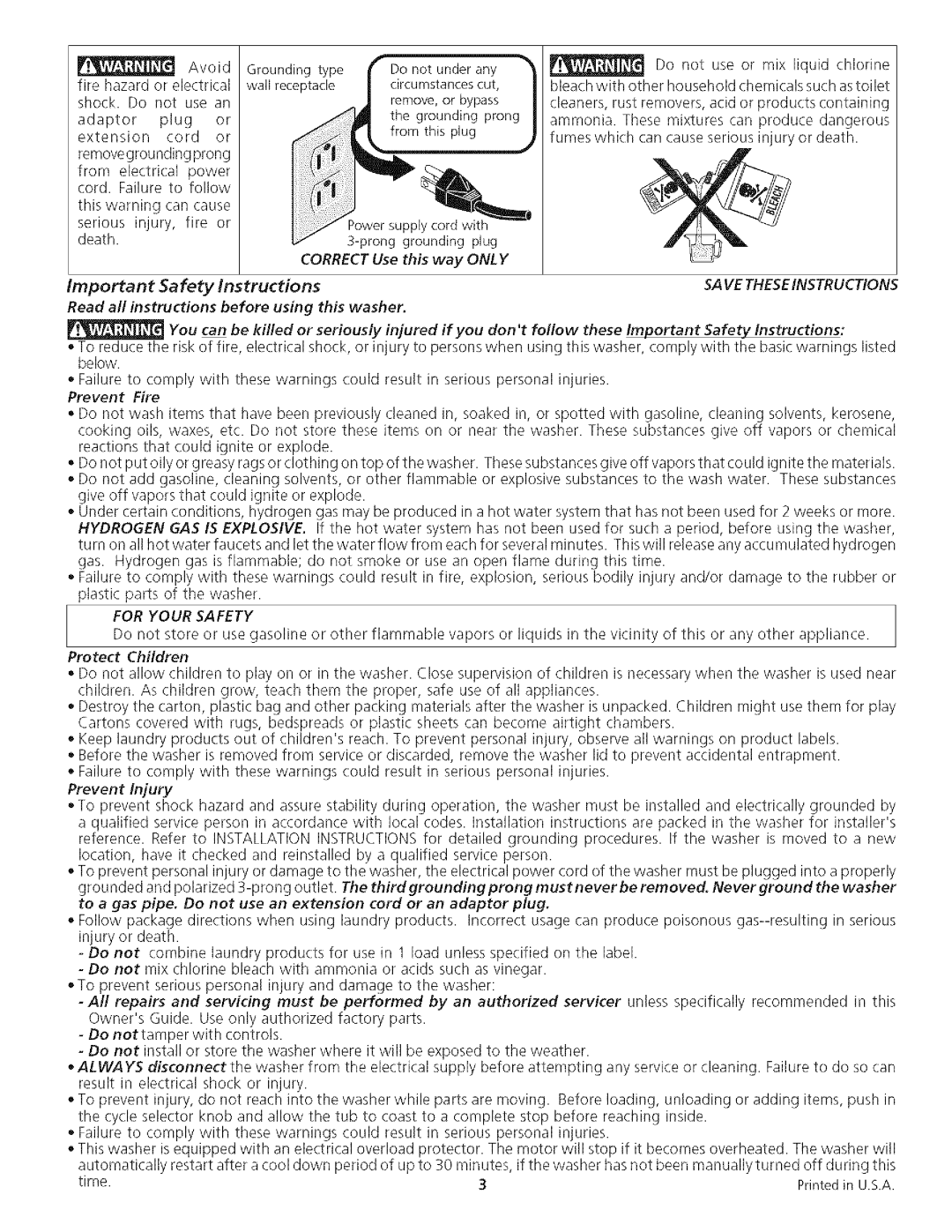 White-Westinghouse SWS1649HQ, SWX703HS, SWX703HQ manual Correct Use this way only Safety instructions, Save Theseinstructions 