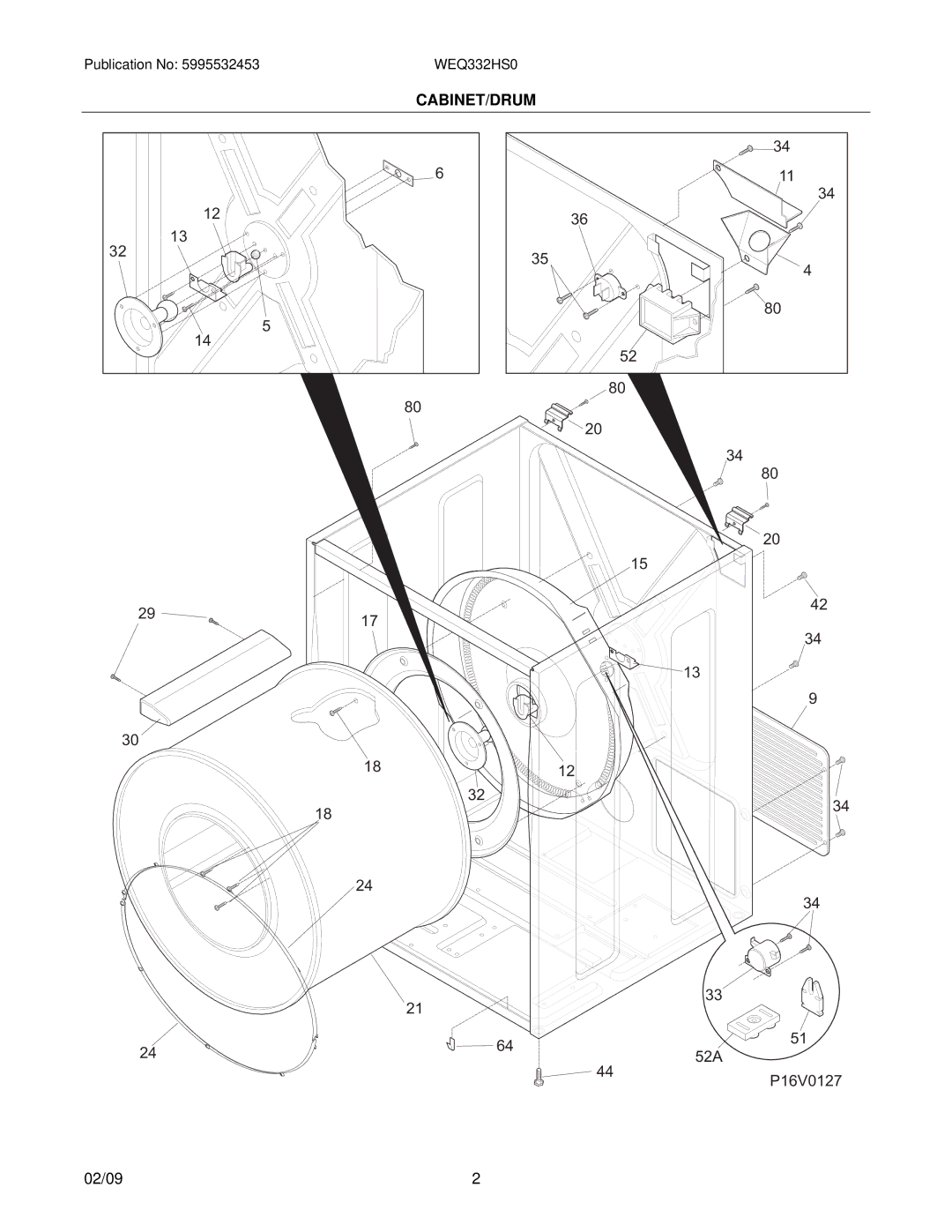 White-Westinghouse WEQ332HS0 installation instructions Cabinet/Drum 