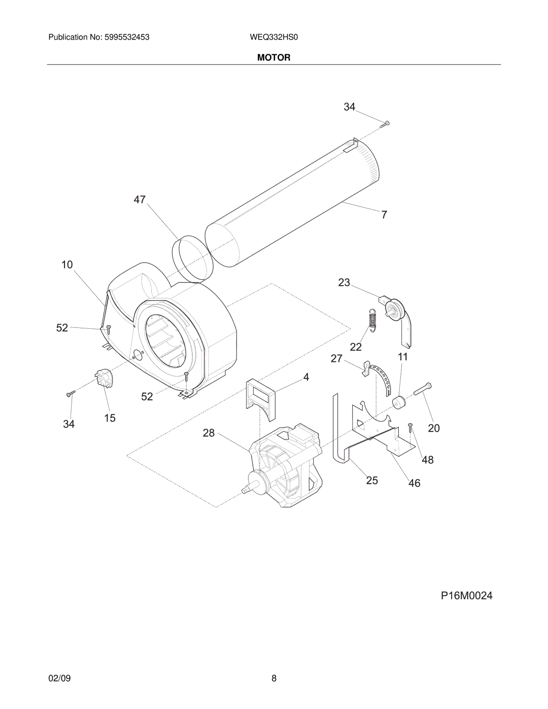 White-Westinghouse WEQ332HS0 installation instructions Motor 