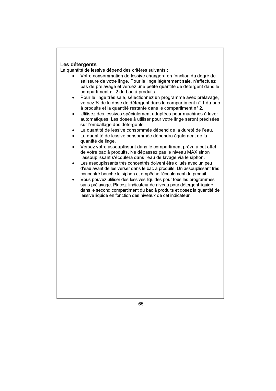 White-Westinghouse WM40T user manual Les détergents 