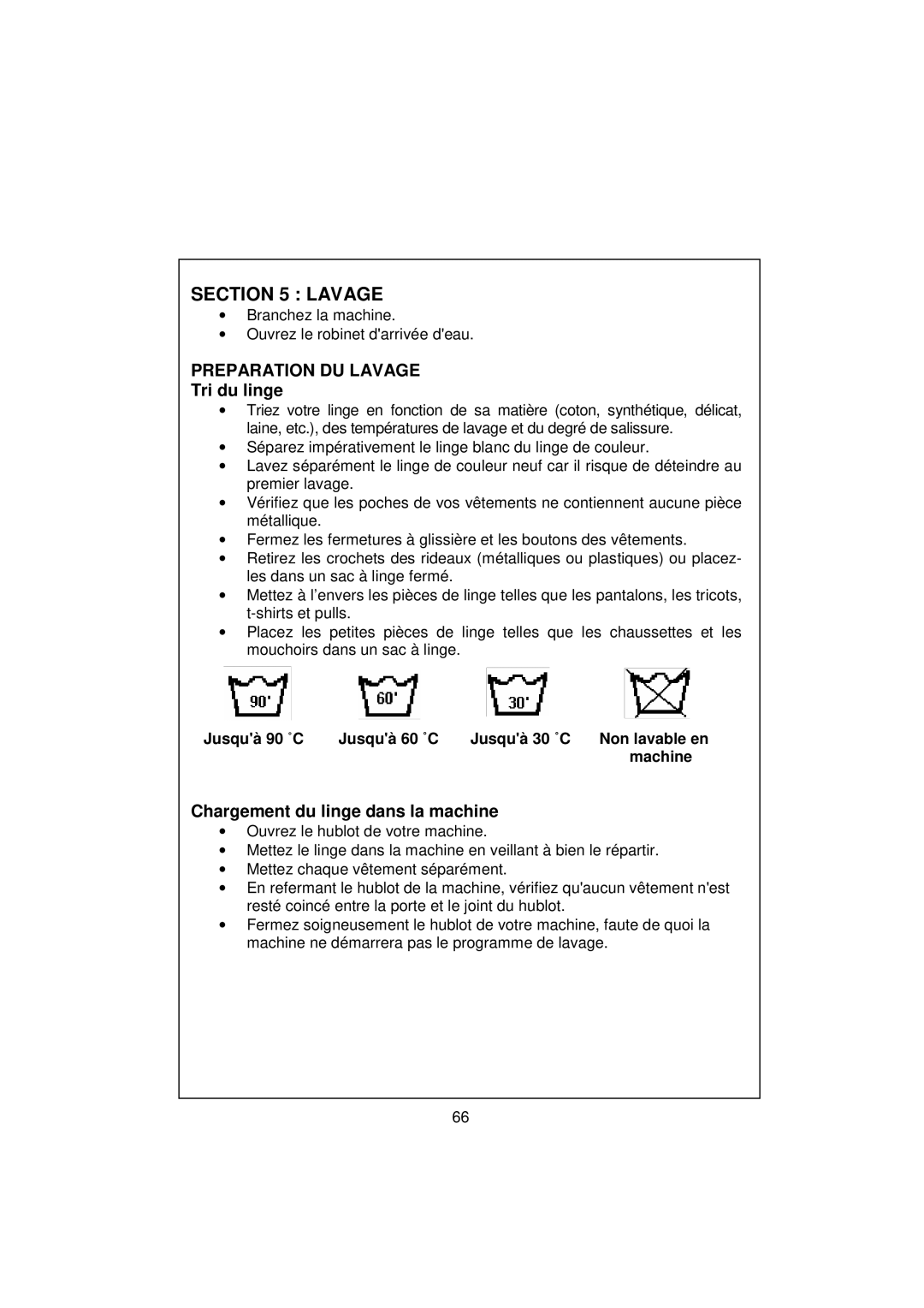 White-Westinghouse WM639 user manual Preparation DU Lavage 