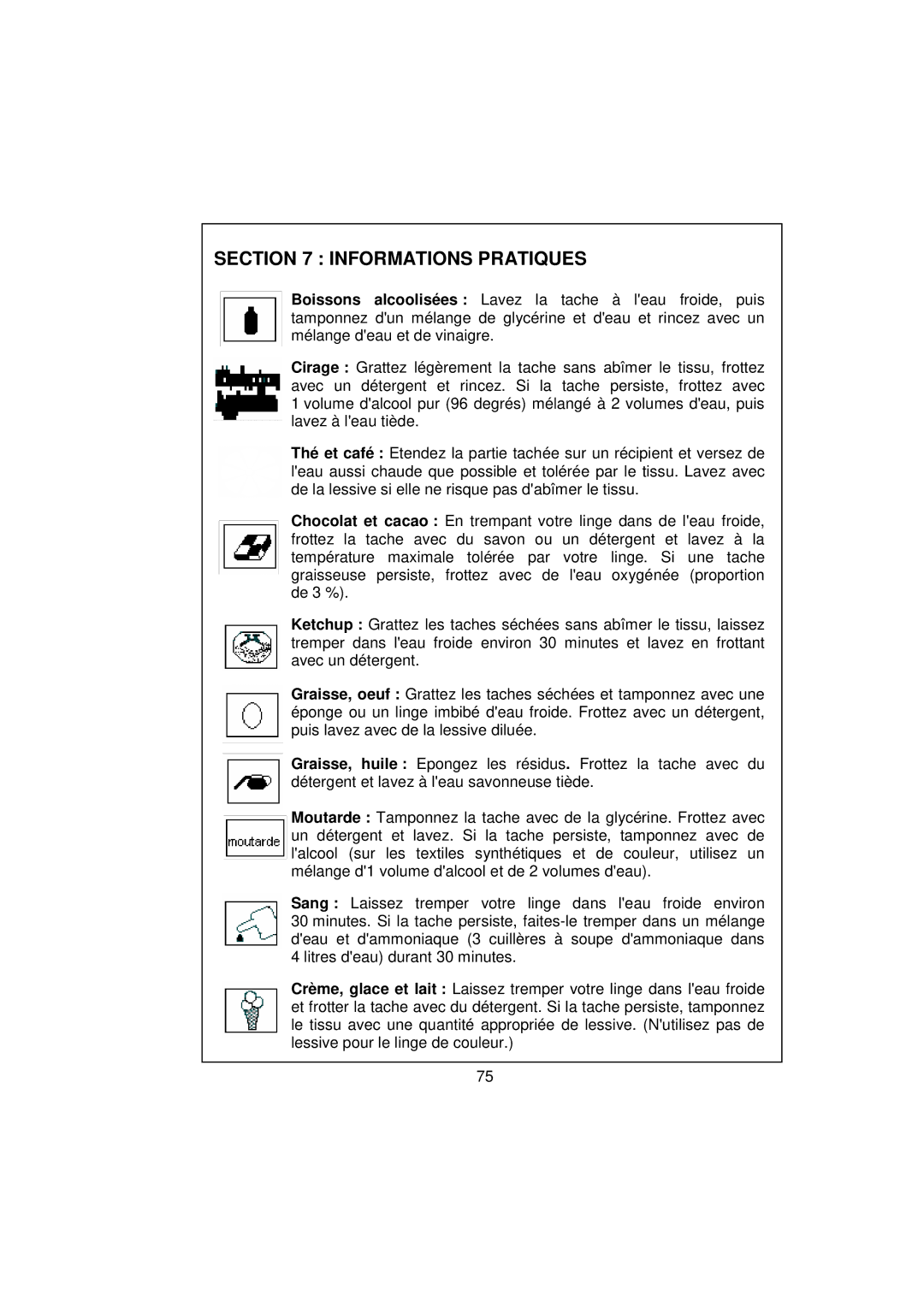 White-Westinghouse WM639 user manual Informations Pratiques 