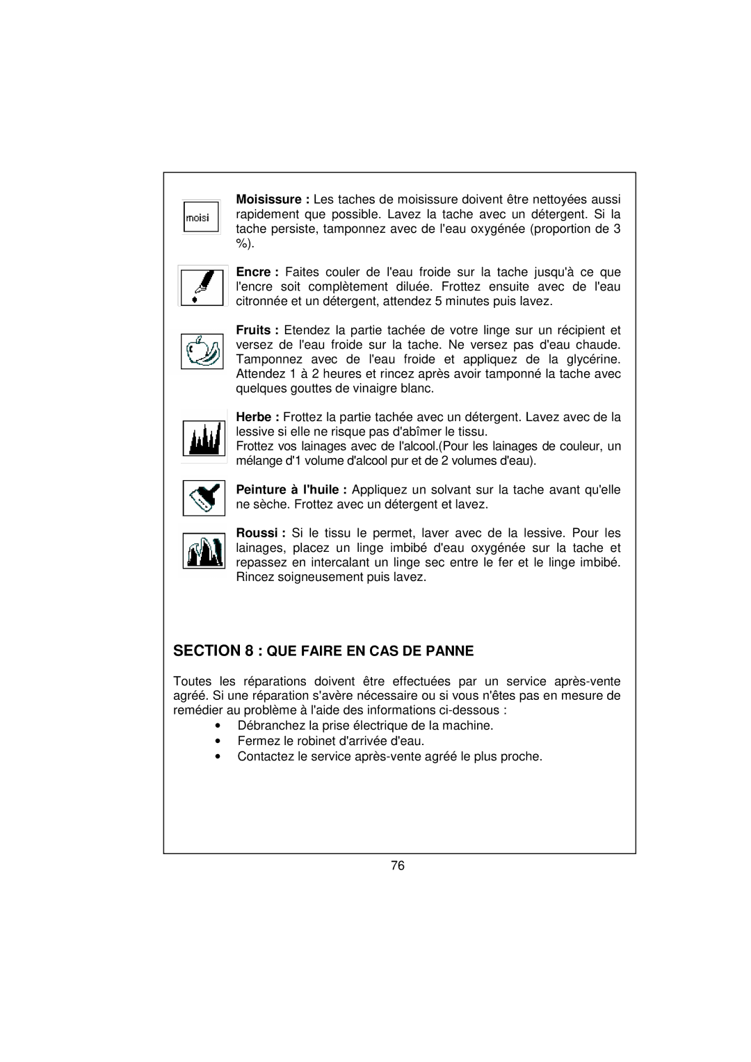 White-Westinghouse WM639 user manual QUE Faire EN CAS DE Panne 