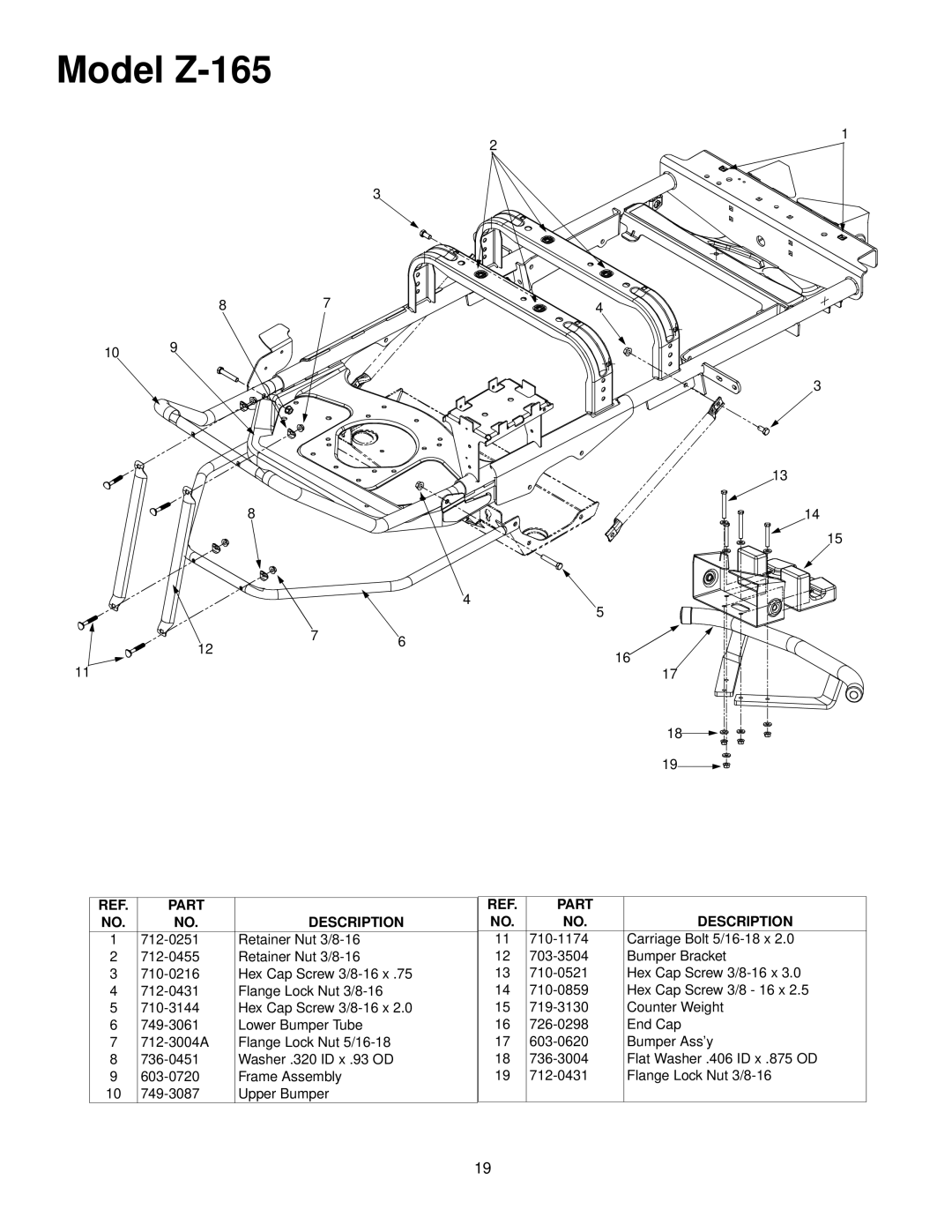 White Z-165 manual Carriage Bolt 5/16-18 x 