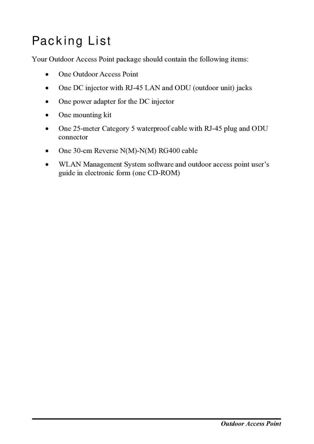 WHP Wireless WHP-1120, WHP-1100, WHP-1130 user manual Packing List 