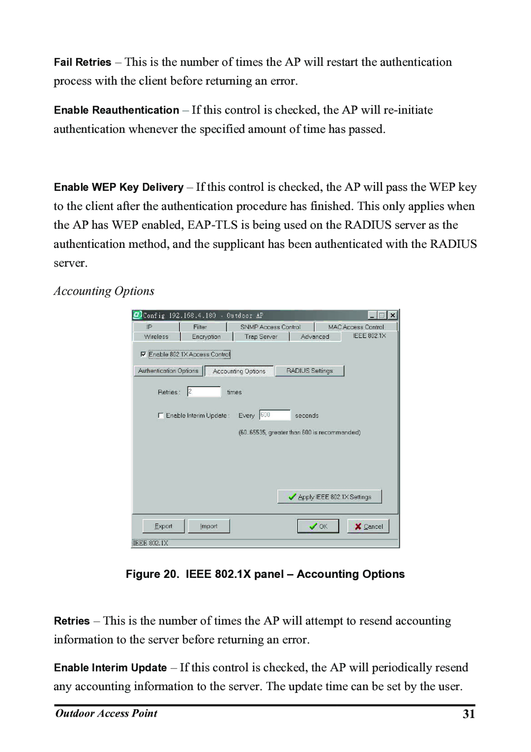 WHP Wireless WHP-1100, WHP-1120, WHP-1130 user manual Accounting Options 