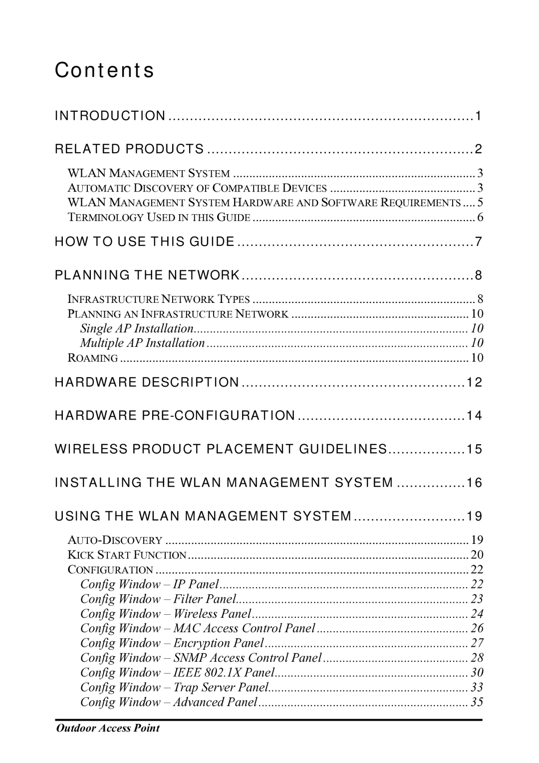 WHP Wireless WHP-1100, WHP-1120, WHP-1130 user manual Contents 