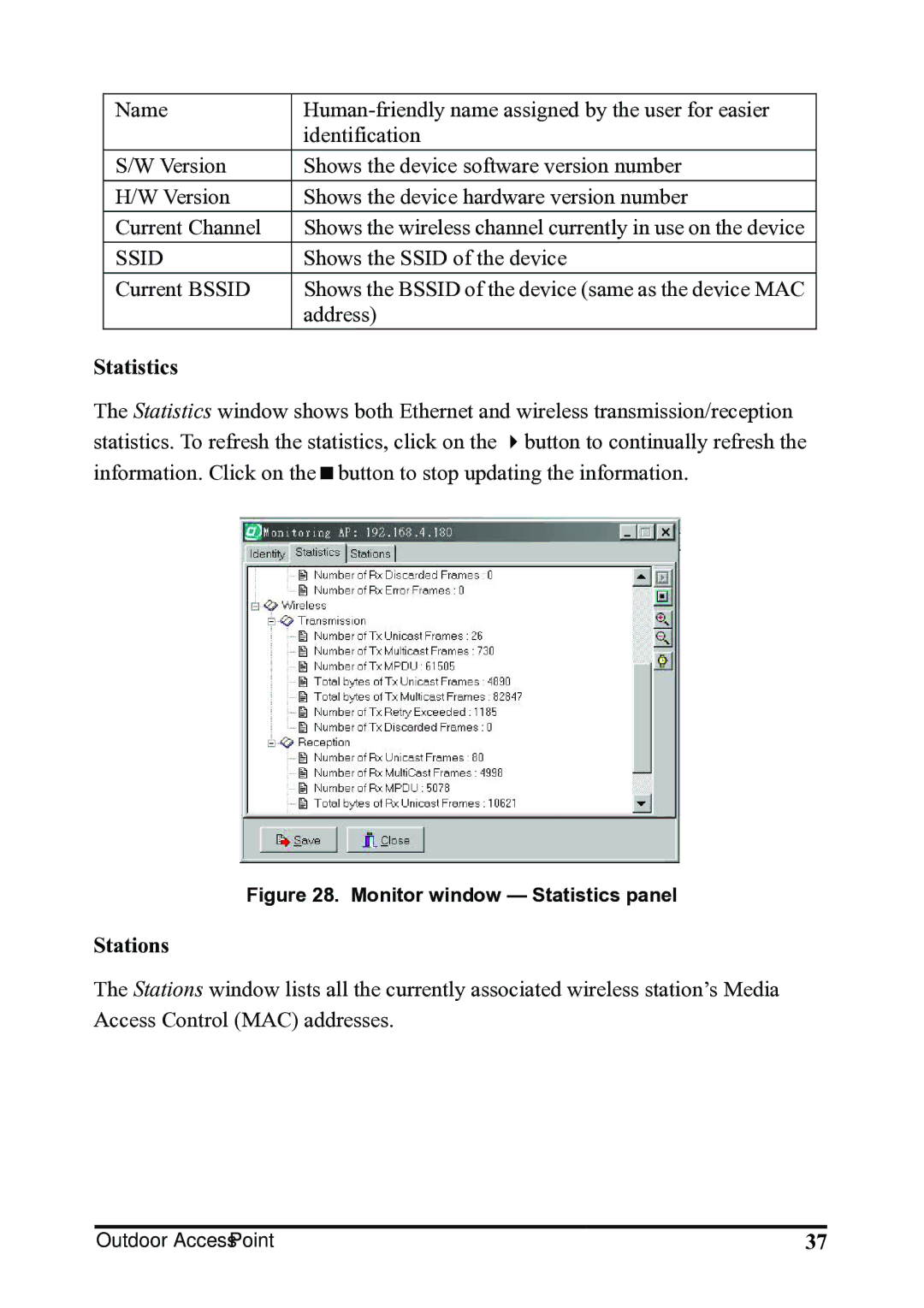 WHP Wireless WHP-1100, WHP-1120, WHP-1130 user manual Statistics, Stations 