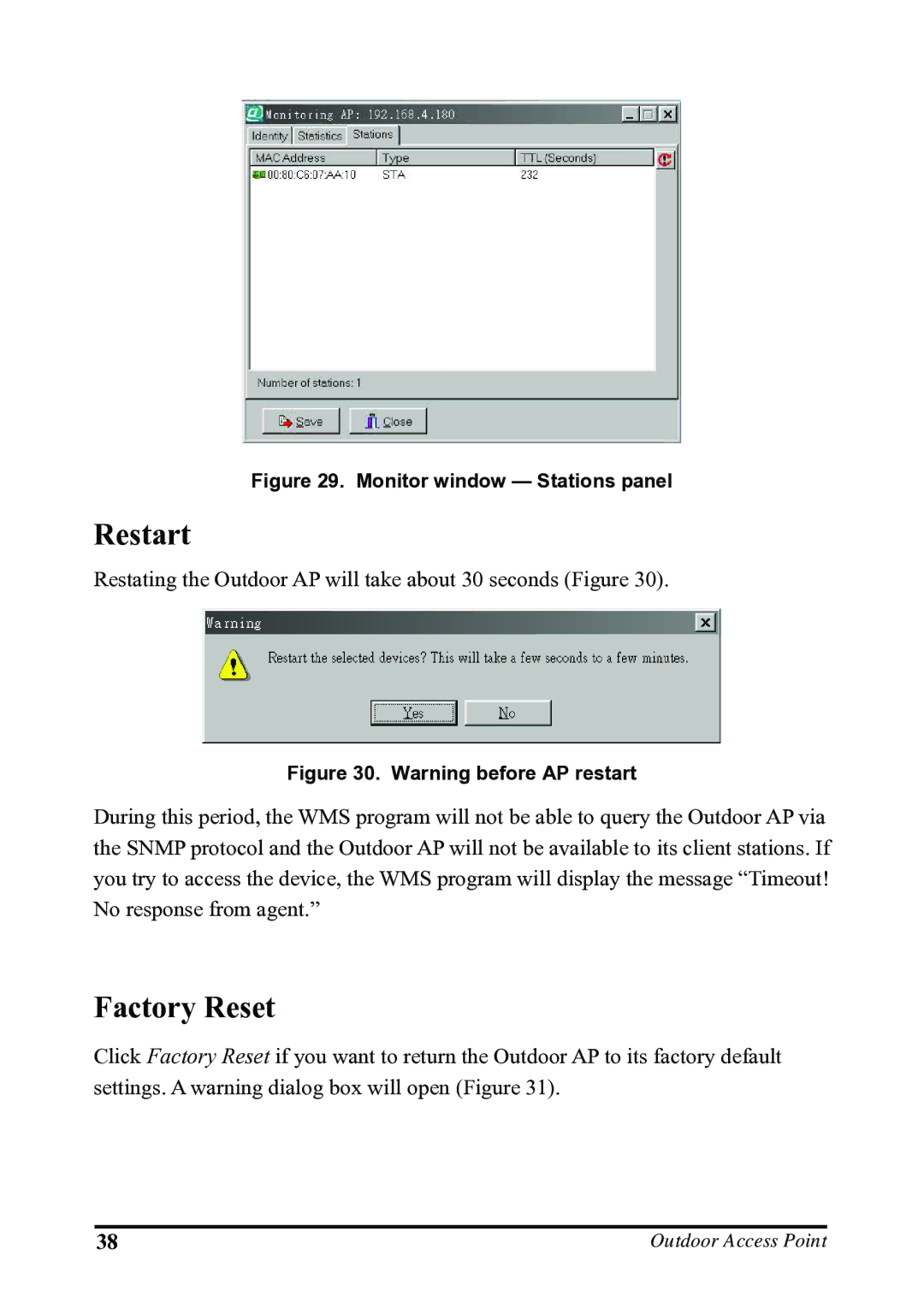 WHP Wireless WHP-1130, WHP-1120, WHP-1100 user manual Restart, Factory Reset 