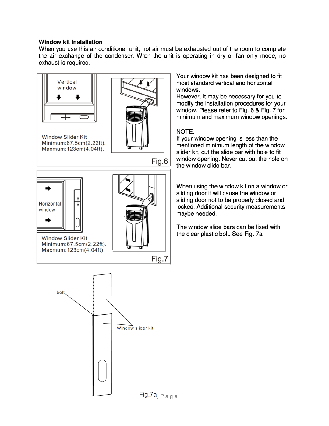 Whynter ARC-08WB instruction manual Window kit Installation, P a g e 