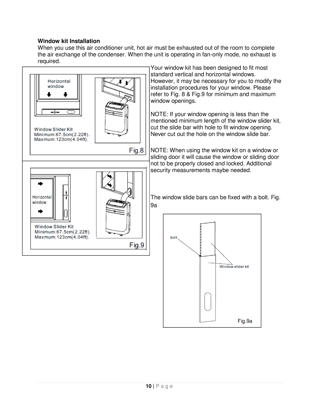 Whynter ARC-10WB instruction manual Window kit Installation 