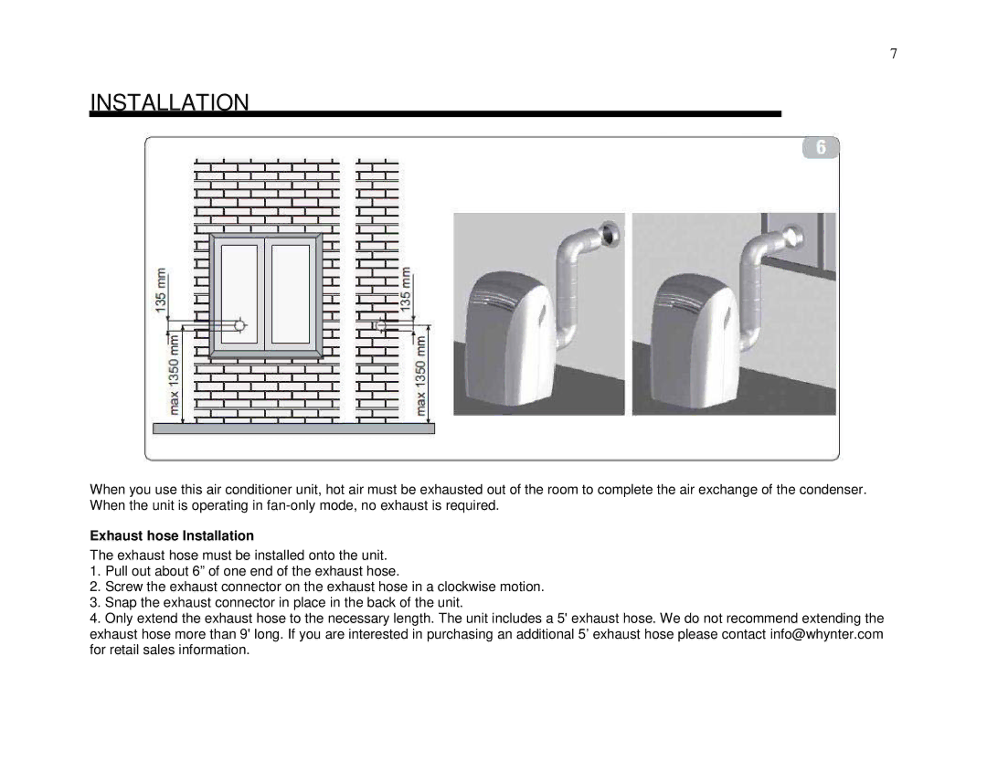 Whynter ARC-13PG instruction manual Installation 