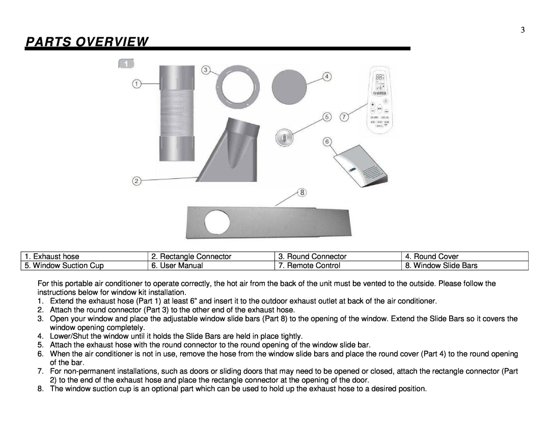 Whynter ARC-13PG instruction manual Parts Overview 