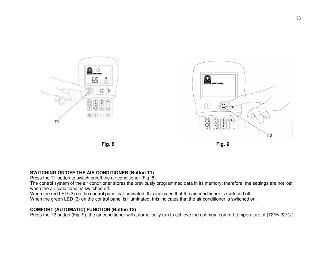 Whynter ARC-13W/S manual Comfort Automatic Function Button T2 