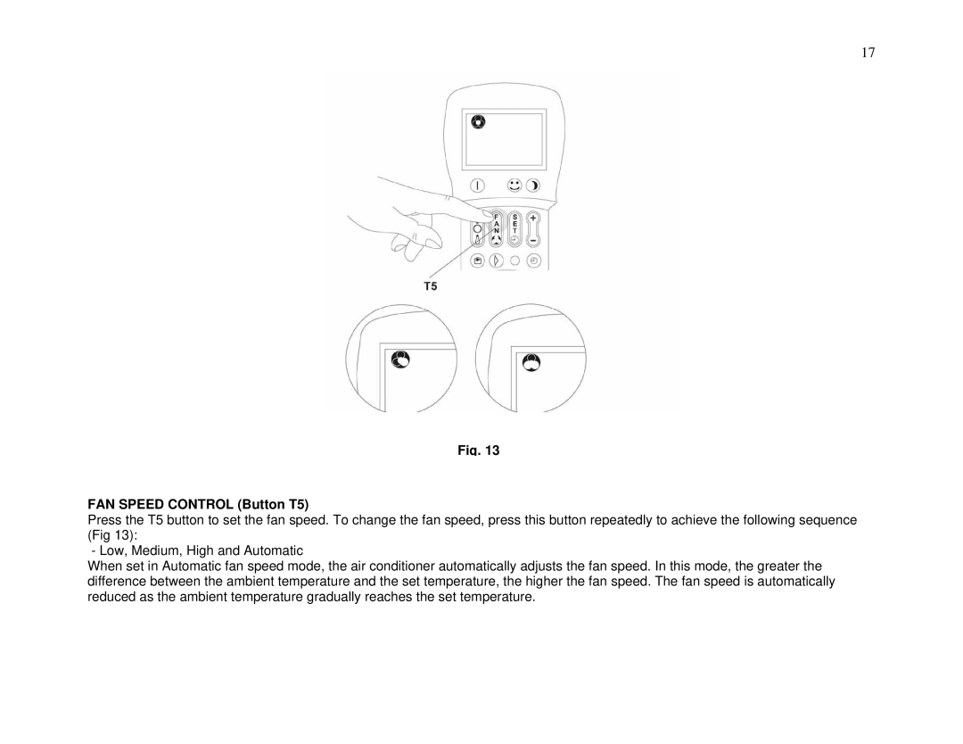 Whynter ARC-13W/S manual FAN Speed Control Button T5 