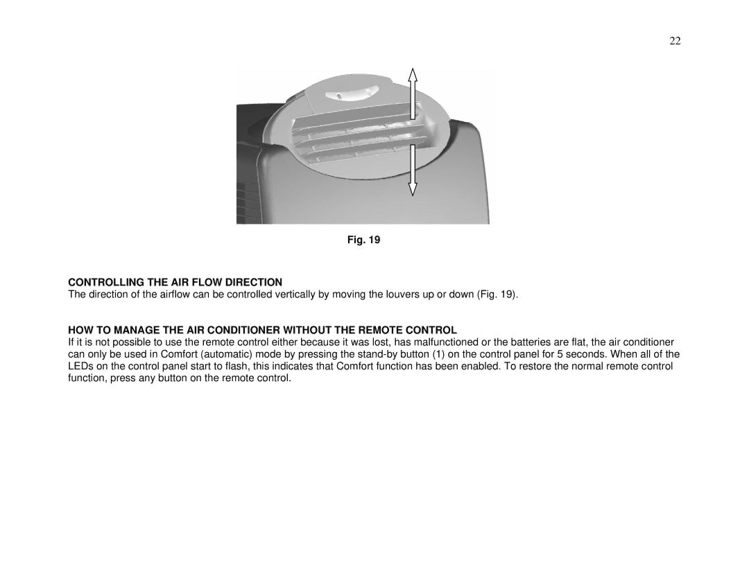 Whynter ARC-13W/S manual HOW to Manage the AIR Conditioner Without the Remote Control 