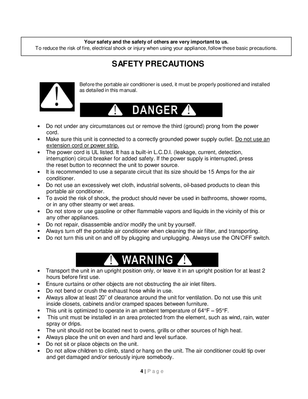 Whynter ARC-143MX instruction manual Safety Precautions 