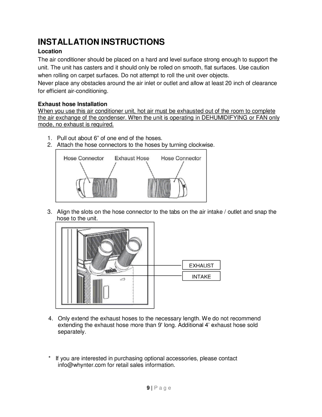 Whynter ARC-143MX instruction manual Installation Instructions, Location 