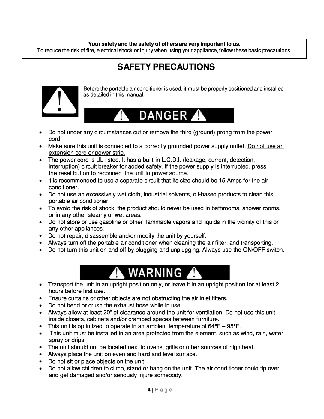Whynter ARC-143MX instruction manual Safety Precautions 