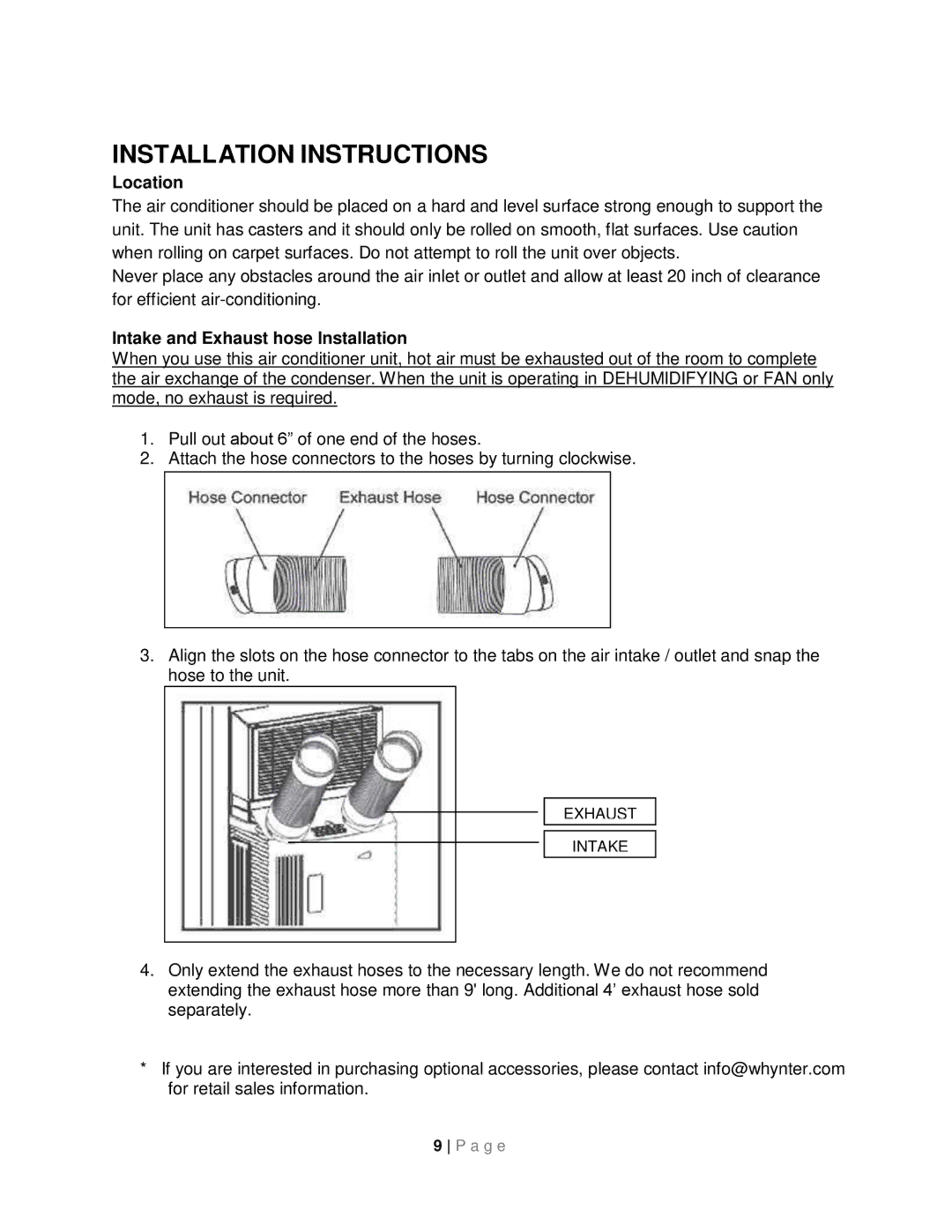 Whynter ARC-14S instruction manual Installation Instructions, Location 