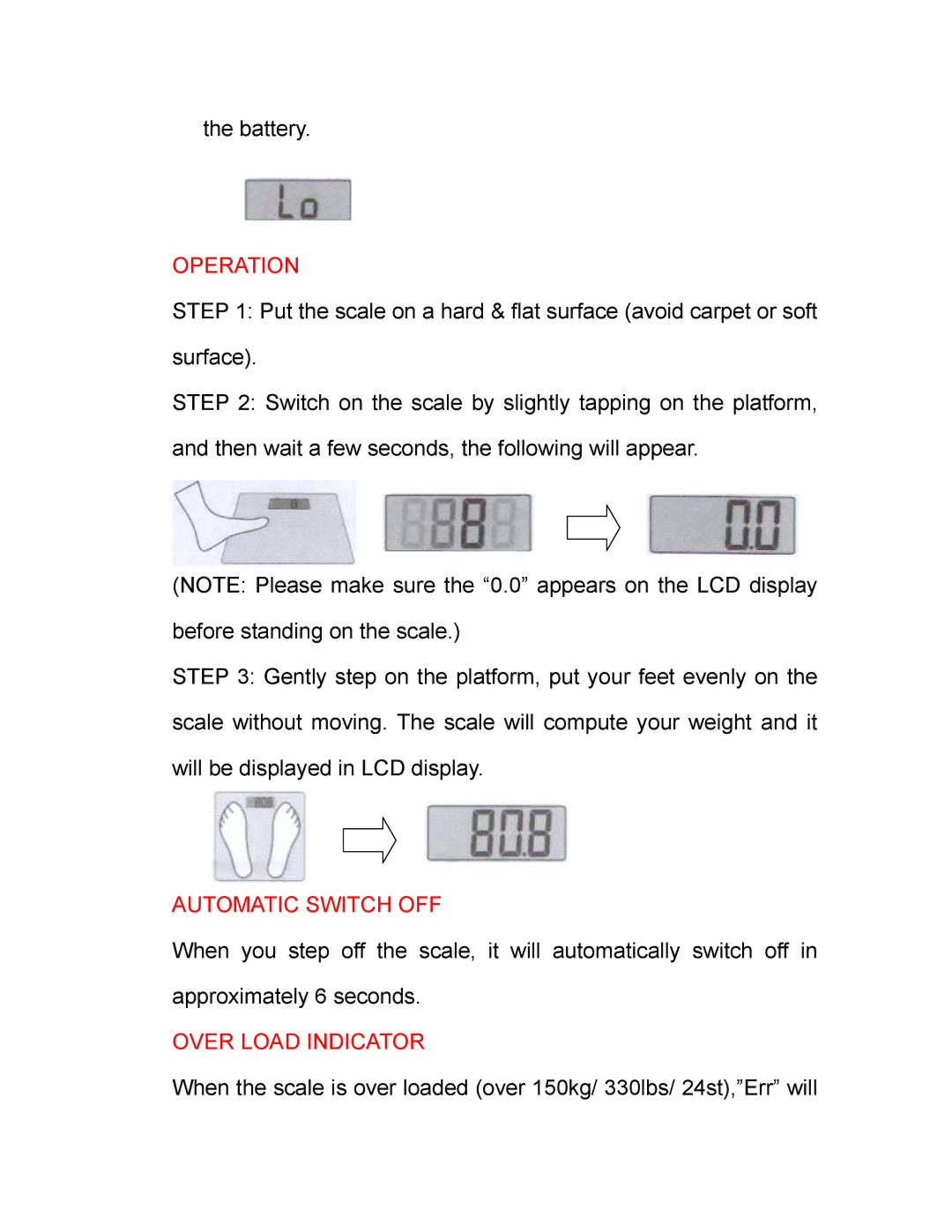 Whynter BH-2000 manual Operation, Automatic Switch OFF, Over Load Indicator 