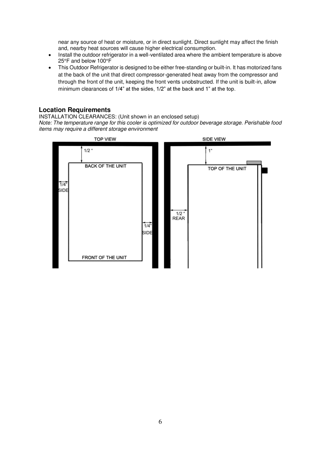 Whynter bor325fs instruction manual Location Requirements 