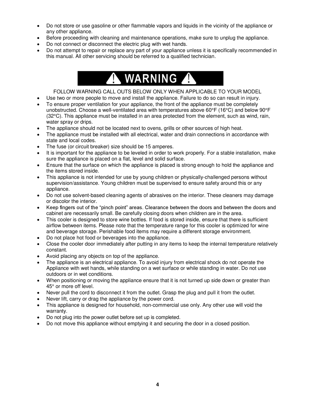 Whynter BWR-18SD, BWR-33SD instruction manual 