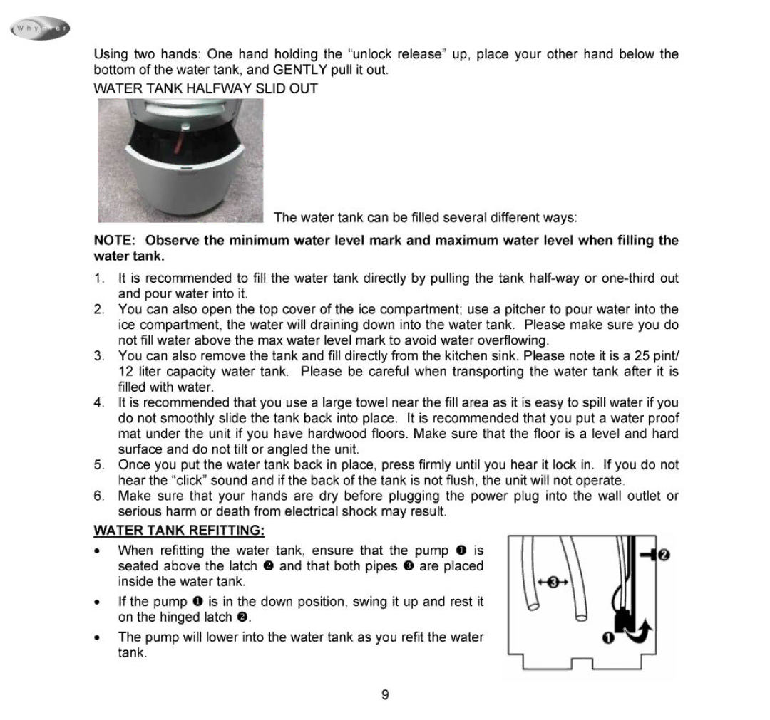 Whynter HAC-100S manual 