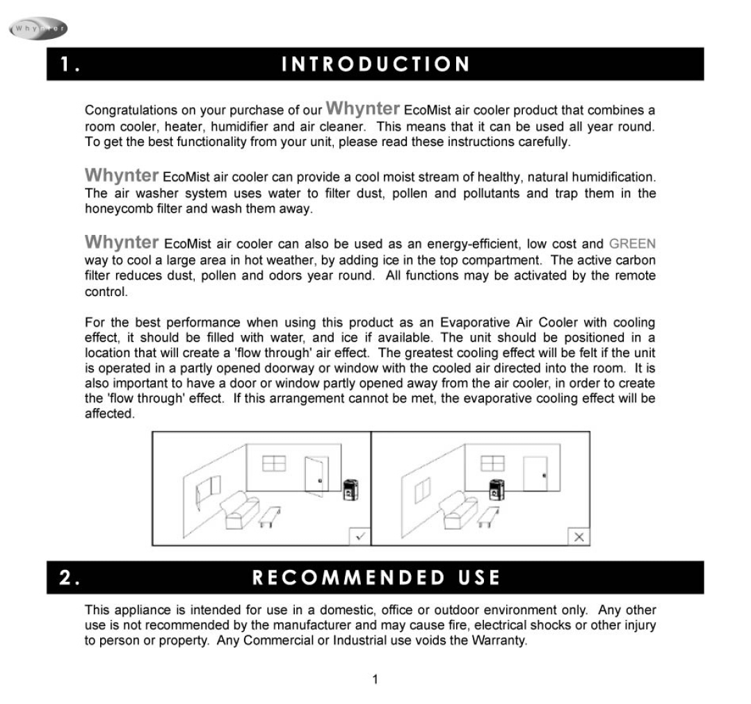 Whynter HAC-100S manual 