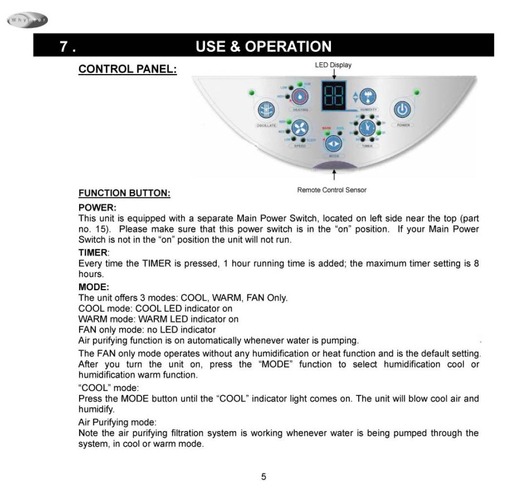 Whynter HAC-100S manual 