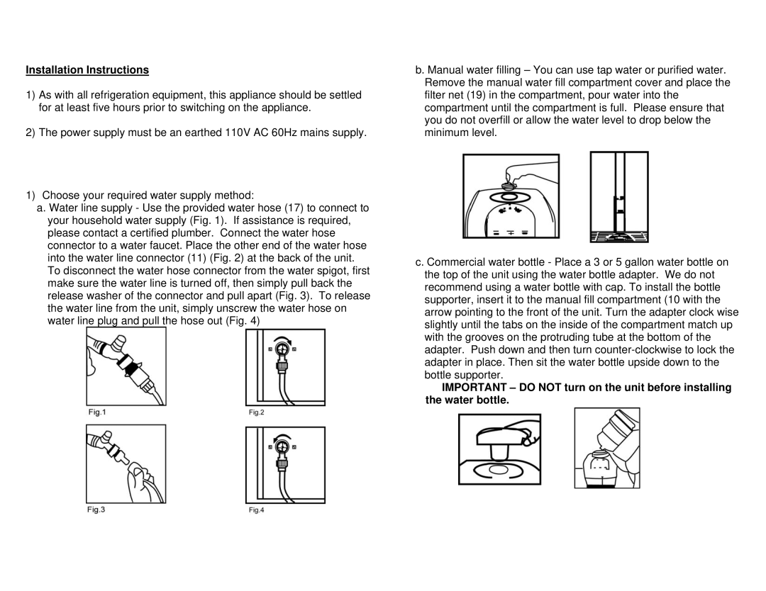 Whynter ICE-100S manual Installation Instructions 