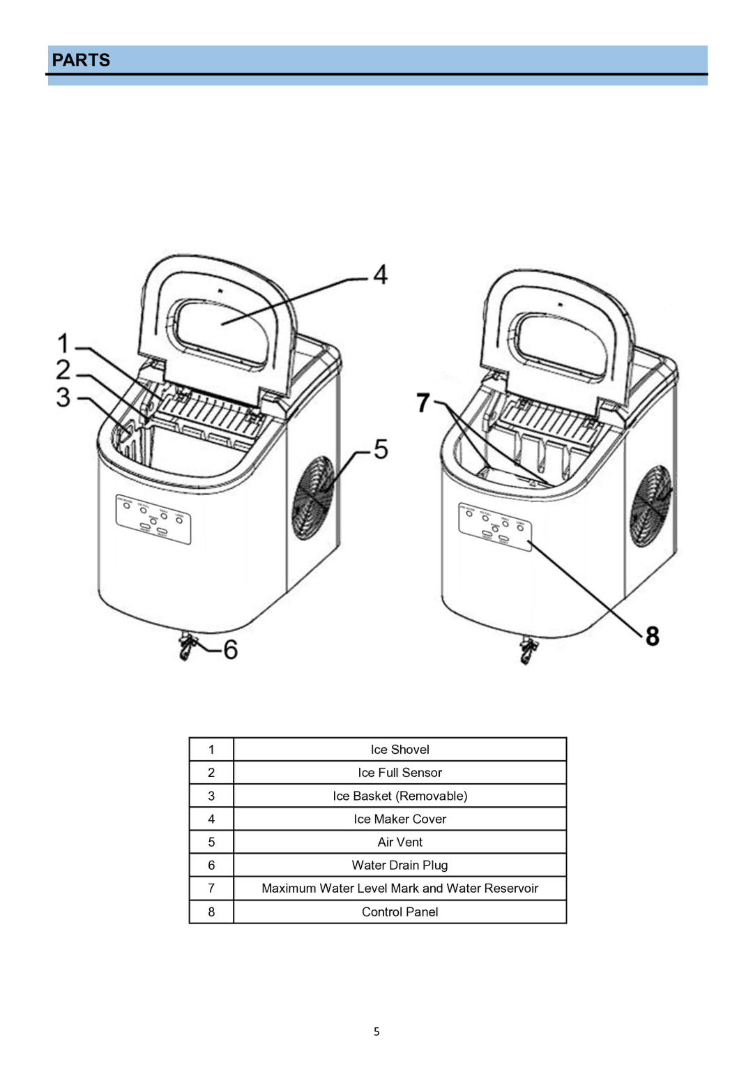 Whynter IMC-270MS instruction manual Parts 