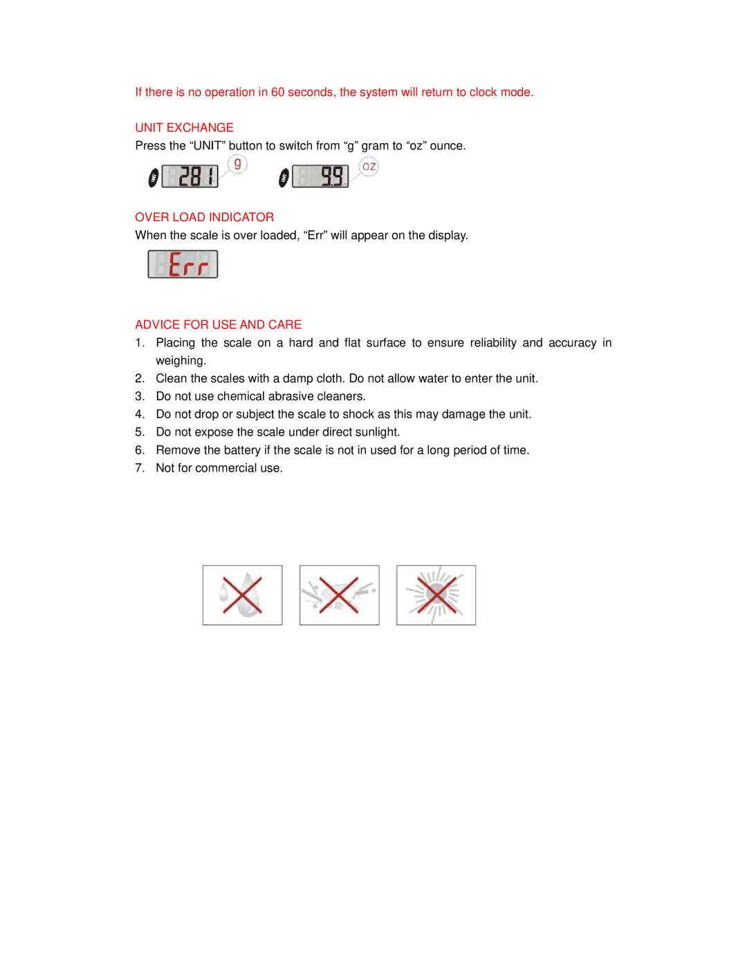 Whynter KS-1100 specifications Unit Exchange, Over Load Indicator, Advice for USE and Care 