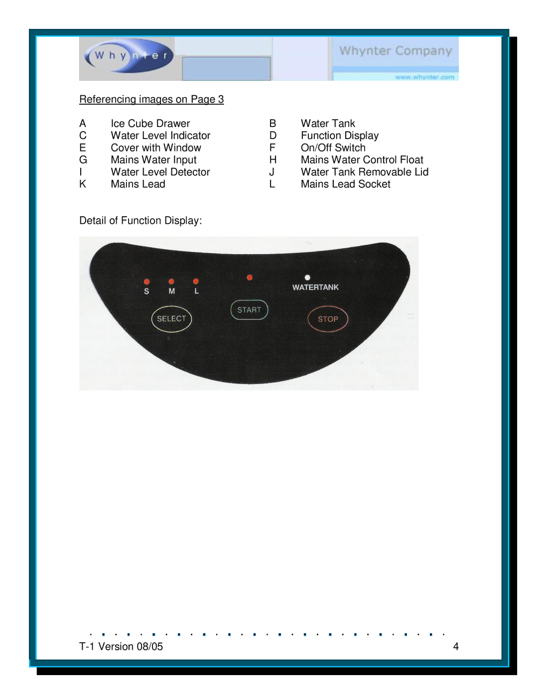 Whynter T-1A instruction manual 