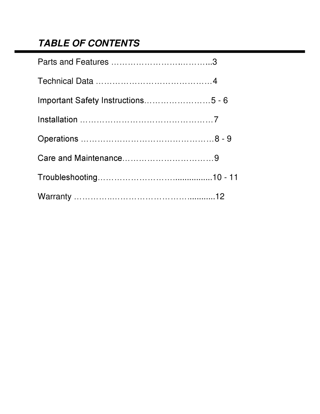 Whynter WC-211DZ, WZ-211DZ instruction manual Table of Contents 