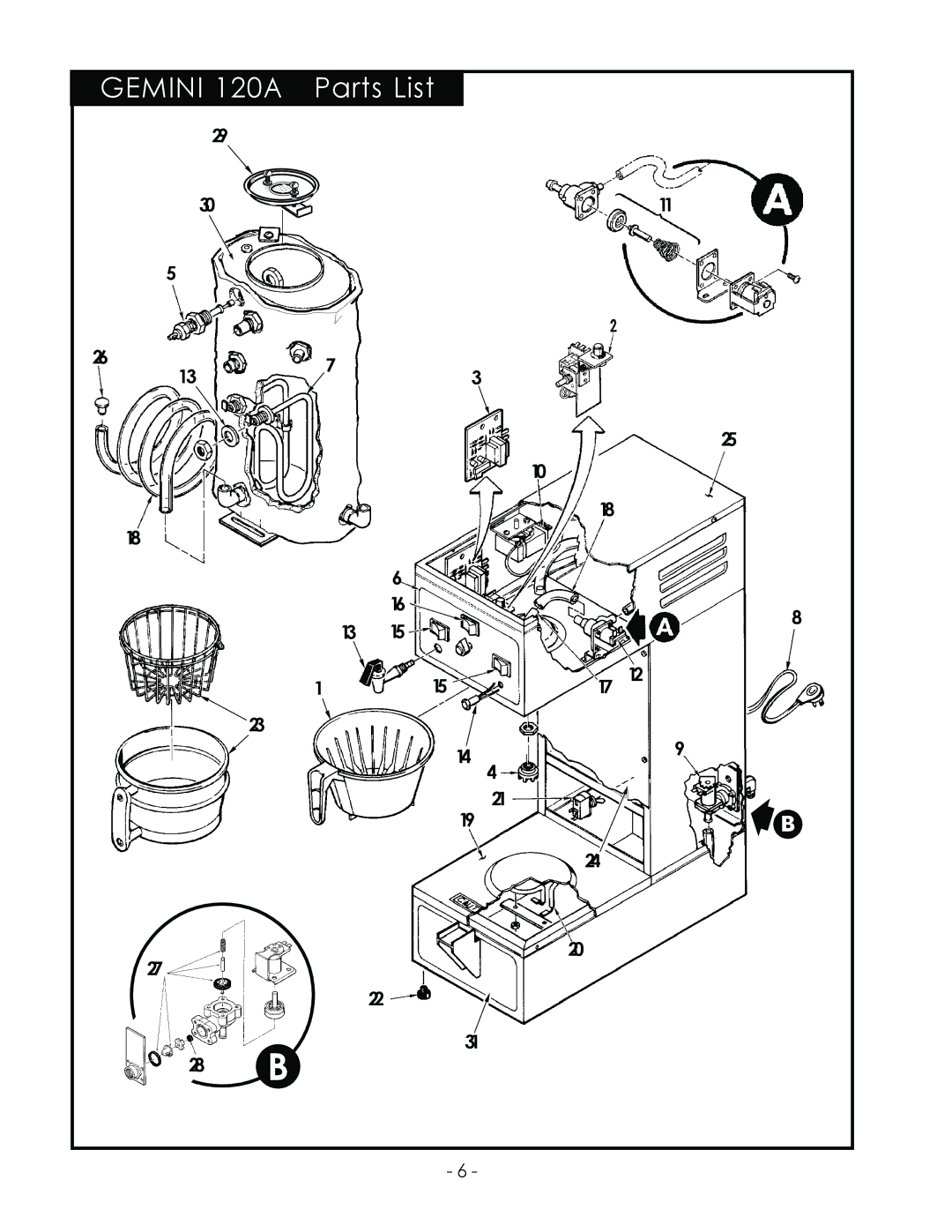 Wibur Curtis Company CA 90640 warranty Gemini 120A 