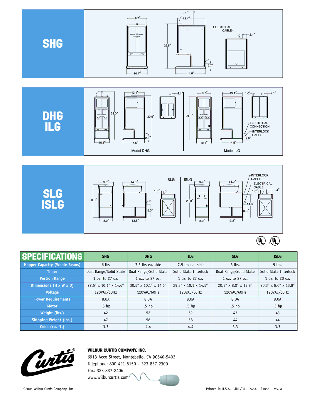 Wibur Curtis Company ISLG warranty SHG DHG ILG SLG Islg 