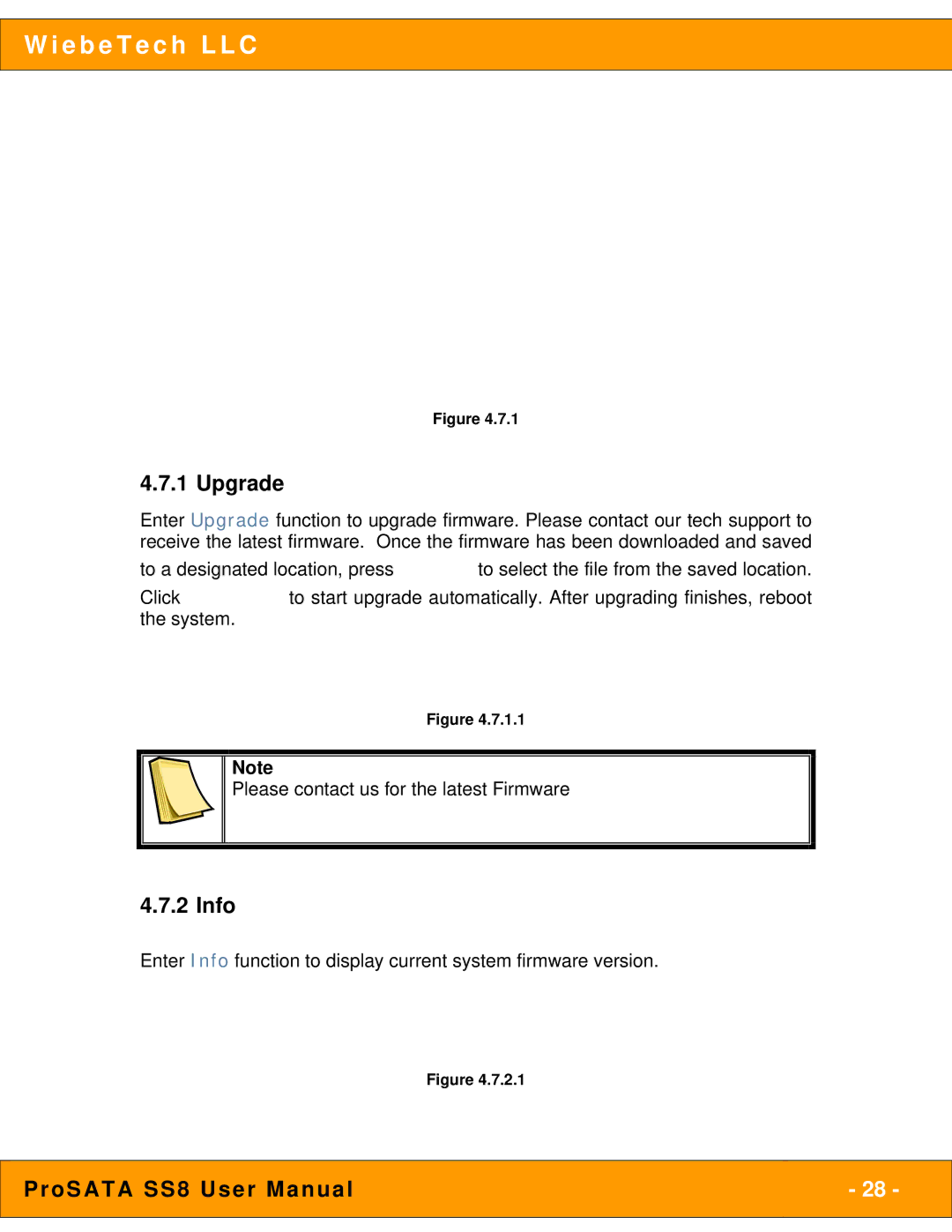 WiebeTech SS8 user manual Upgrade, Info 