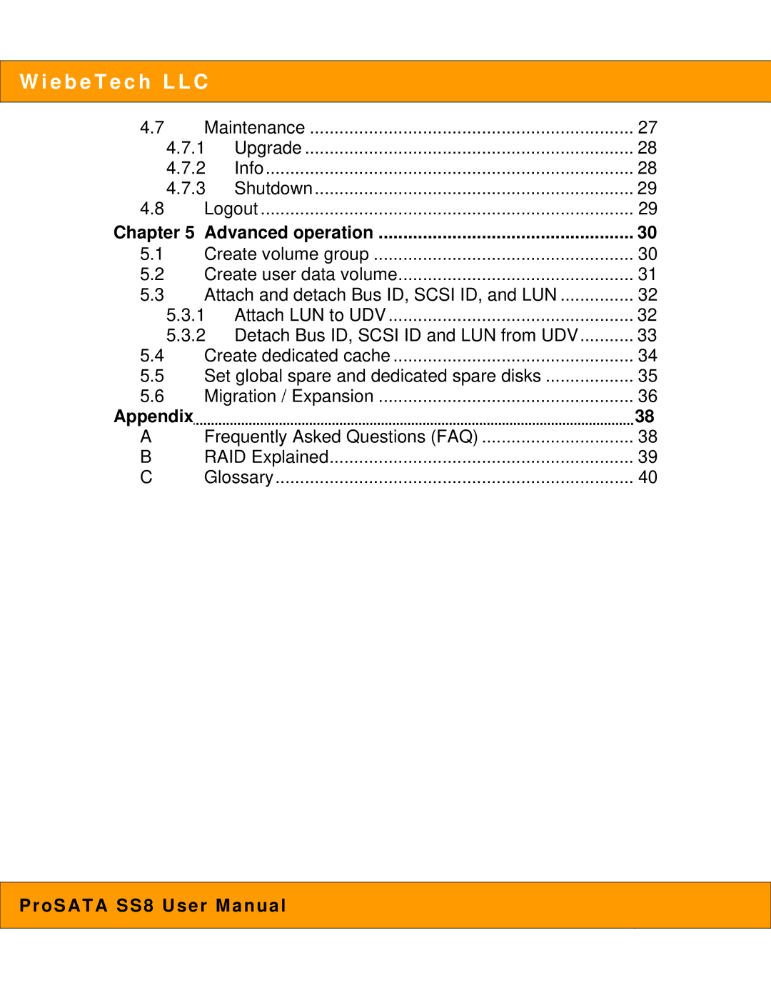 WiebeTech SS8 user manual Advanced operation, Appendix 