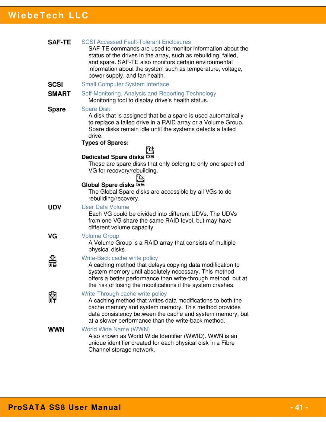 WiebeTech SS8 user manual Saf-Te, Spare 