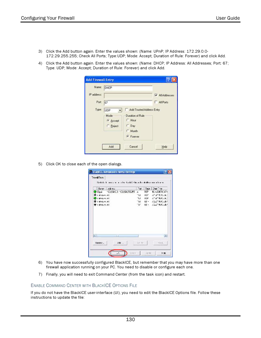 WiLife V2.1 manual Enable Command Center with Blackice Options File 