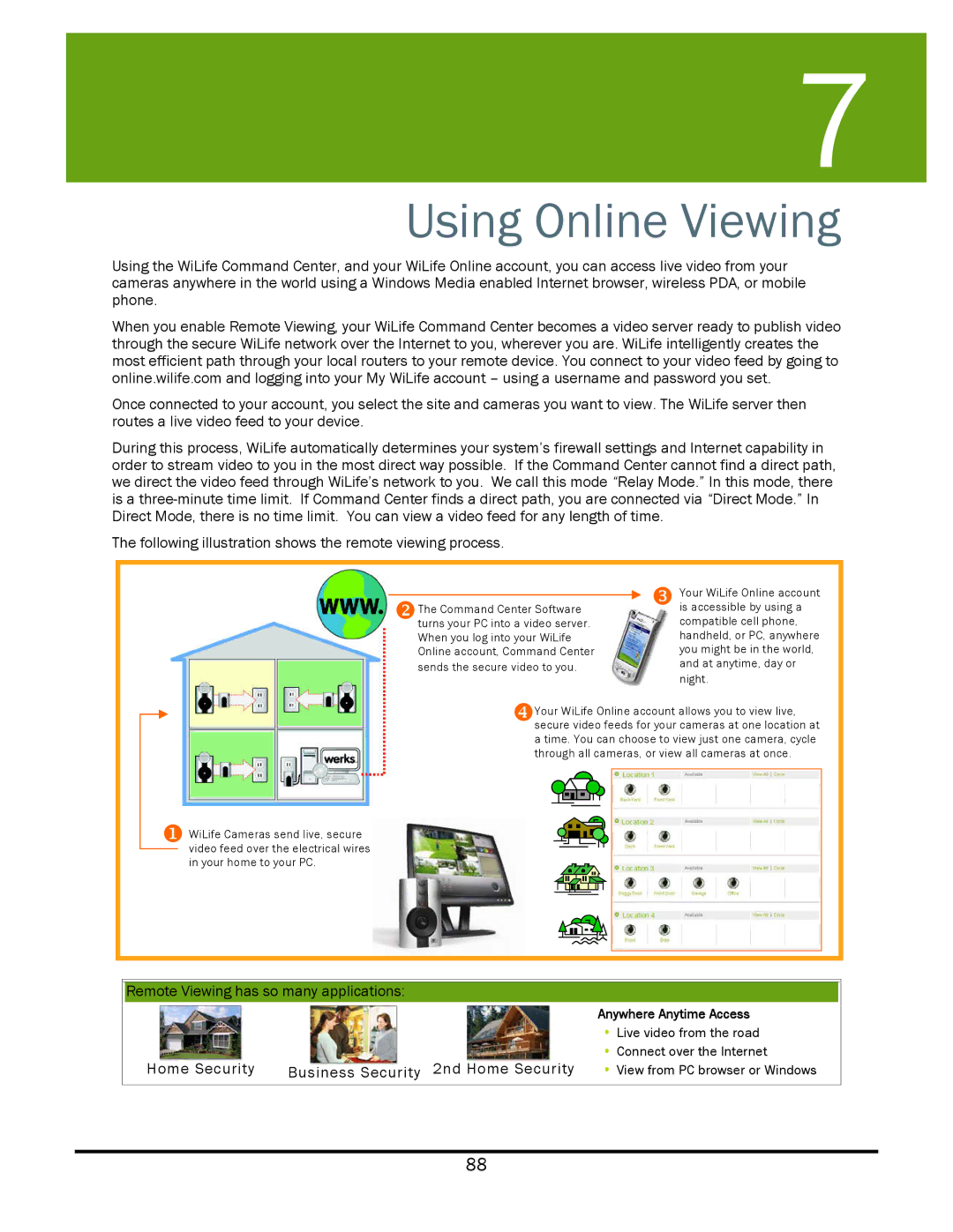 WiLife V2.5 manual Using Online Viewing, Anywhere Anytime Access 