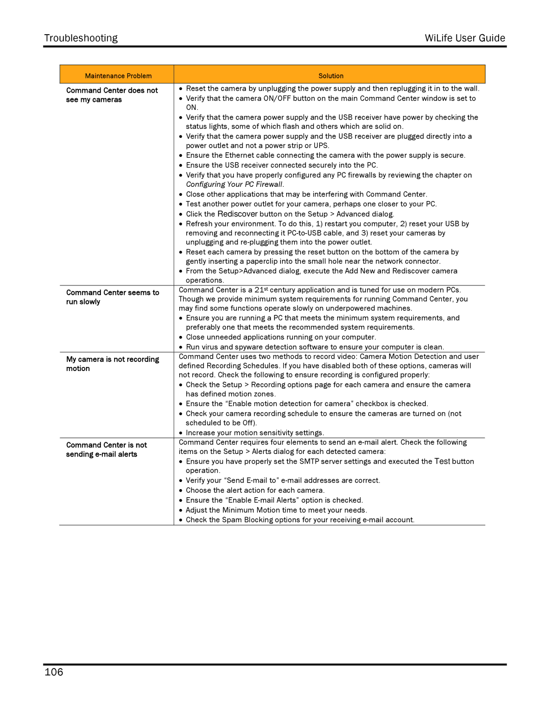 WiLife V2.5 manual See my cameras, Run slowly, Command Center is not, Sending e-mail alerts 