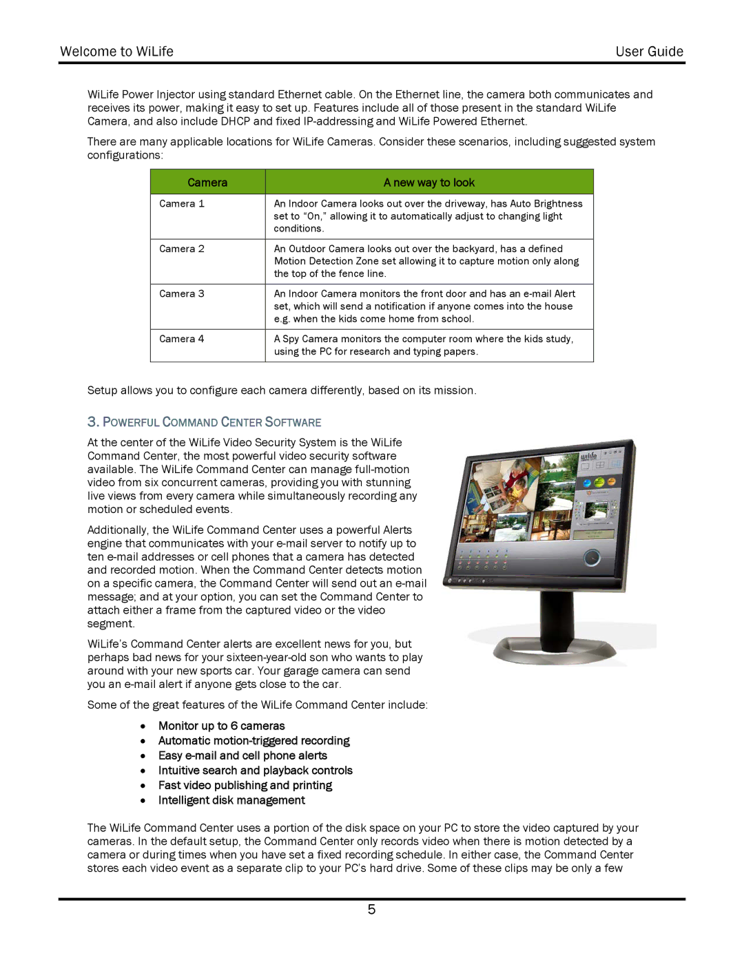 WiLife V2.5 manual Camera New way to look, Powerful Command Center Software 